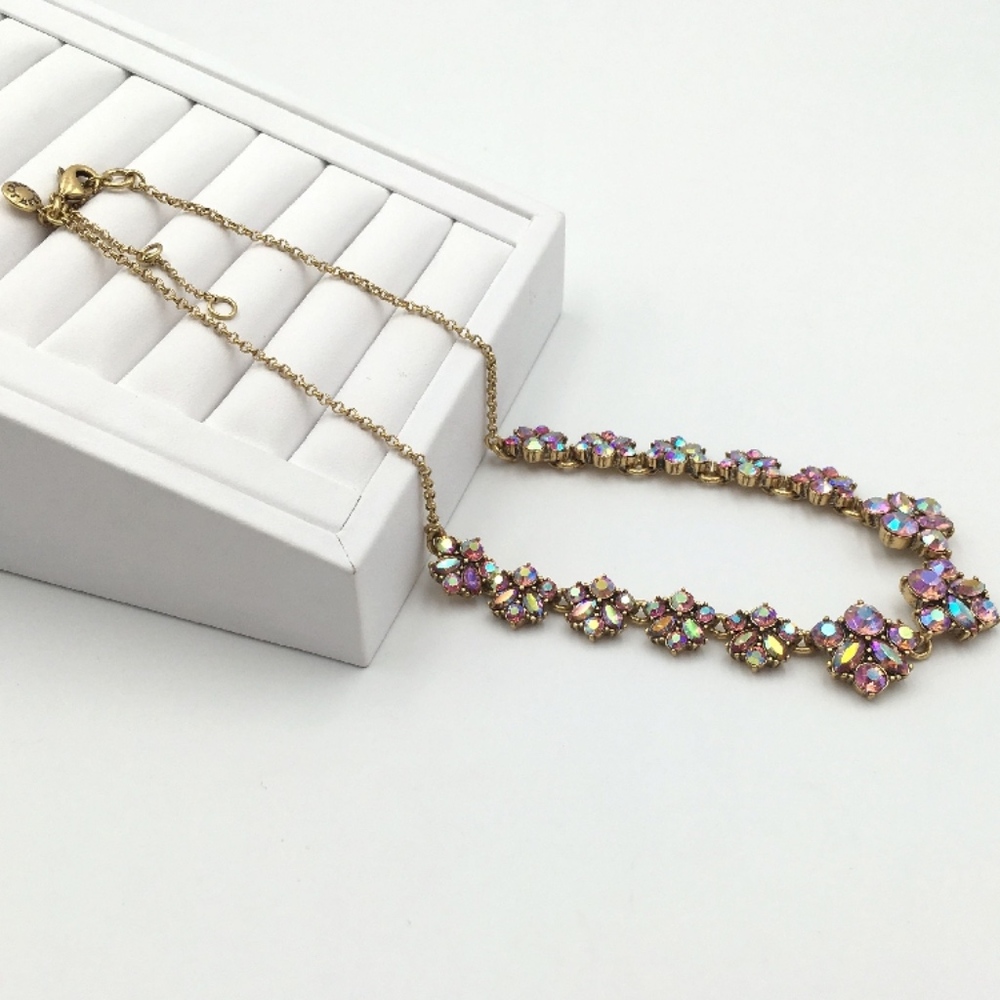 1H J.Crew Iridescent Cascading Flower Necklace - Picture 3 of 3